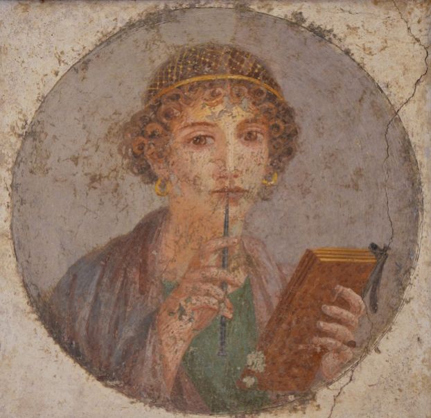 Fresco_showing_a_woman_so-called_Sappho_holding_writing_implements,_from_Pompeii,_Naples_National_Archaeological_Museum_(14842101892)